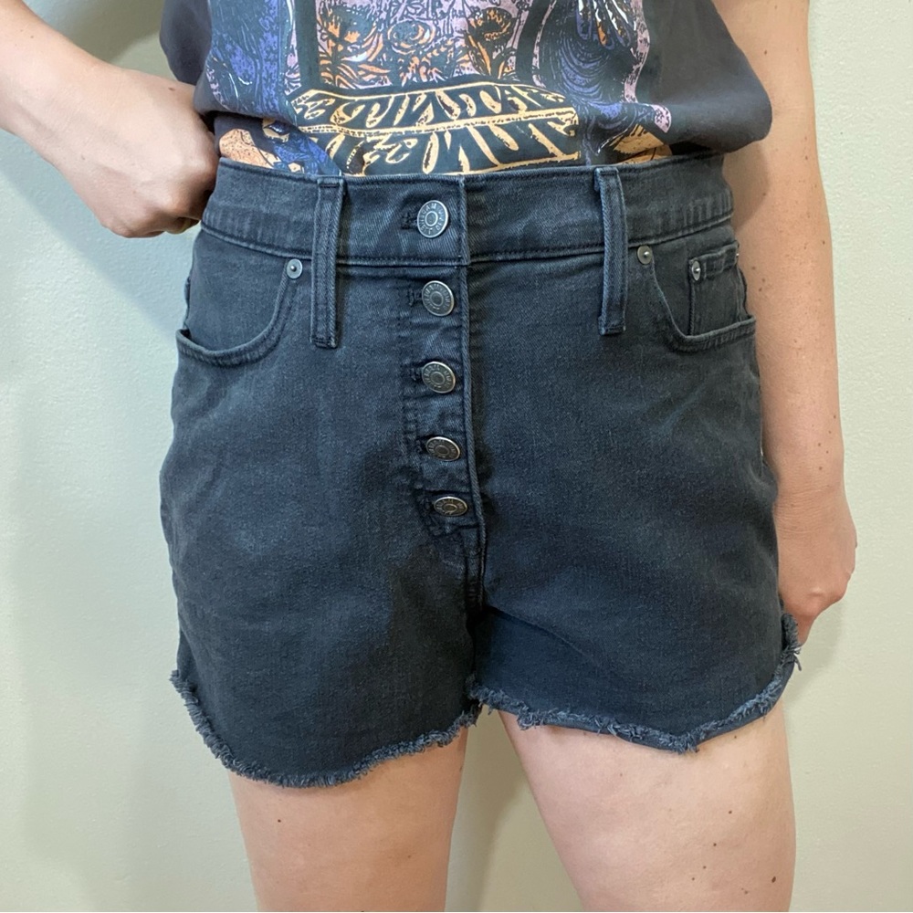 Madewell Black Denim Button Fly Jean Cutoff Shorts Size 30